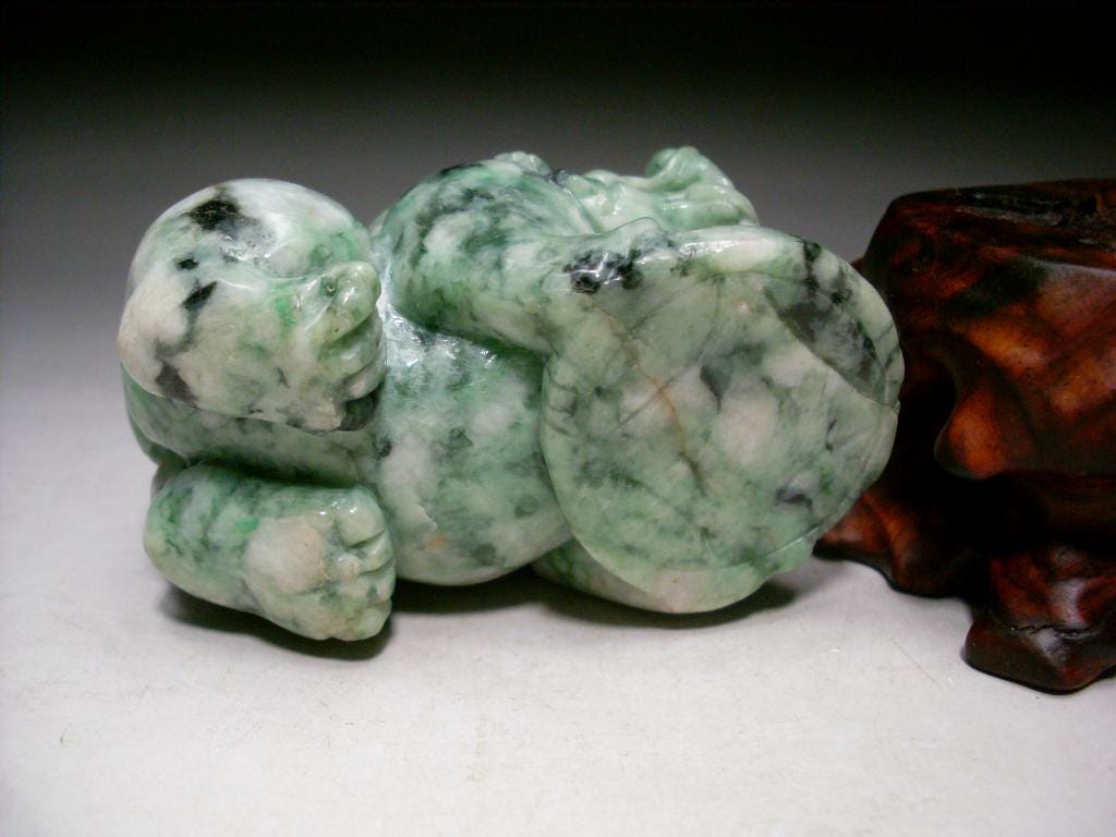 Chinese Export Green Jadeite Jade Beast | Seven Wonders Antique